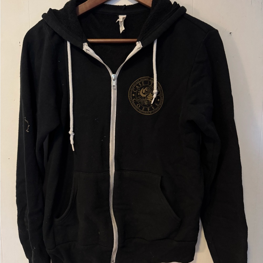 Black Zip-Up Hoodie with Logo